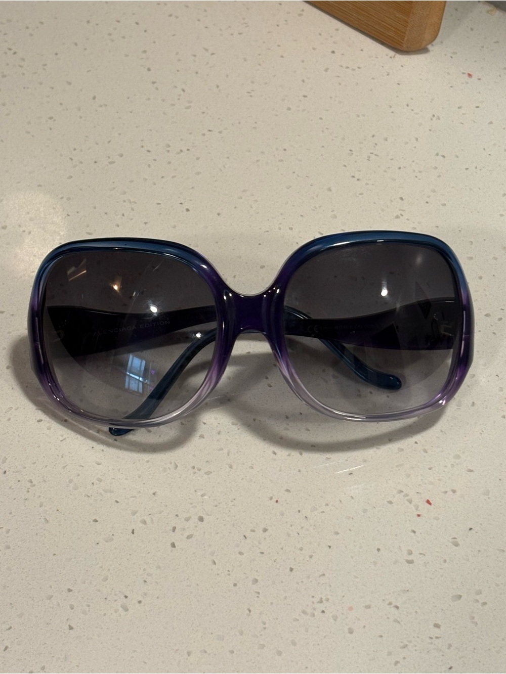 2000s Balenciaga BAL 0008/S Purple
Blue Ombre Oversized Sunglasses Italy 60mm